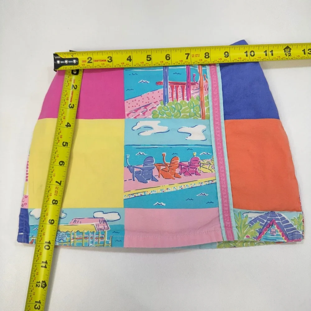 Lilly Pulitzer Beach Print Skort Girls 4 Multi Color Patchwork Tropical